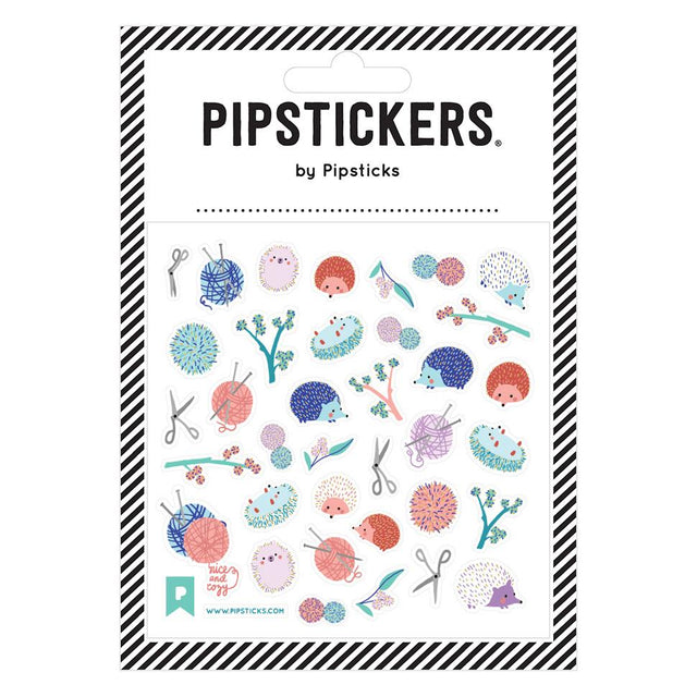 PipStickers are the PERFECT gift for the sticker lover in your life - even if it's you! These unique PVC designs with gold foil accents come on a clear backing and cannot be found anywhere else.

Includes one 4" x 4" sheet of Knittin' Hedgies PipStickers and includes the Pipsticks manifesto.