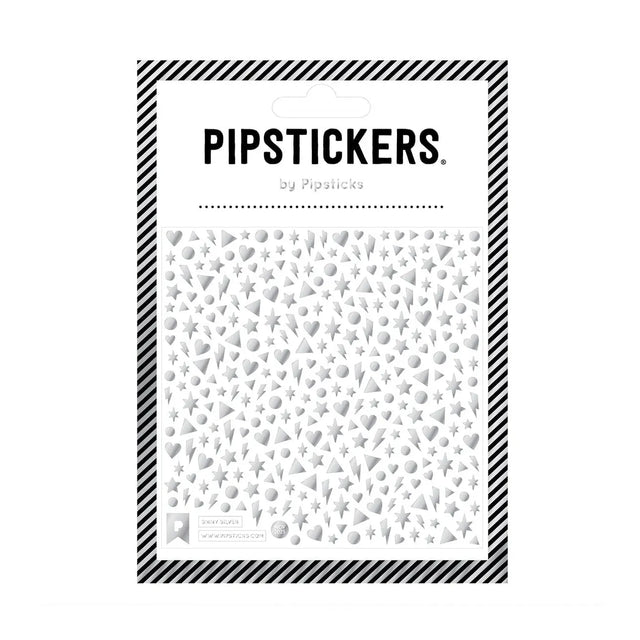 Teeny stickers in the most DREAMY silver foil adorn this PipSticker sheet. WIth more than 350 tiny stickers you can add a little (or a lot!) of sparkle on everything you touch! Perfect for journaling, crafting, and adding some glittery touches to all your mail and projects! 

Includes one 4" x 4" sheet of Shiny Silver PipStickers with 390 individual stickers. 