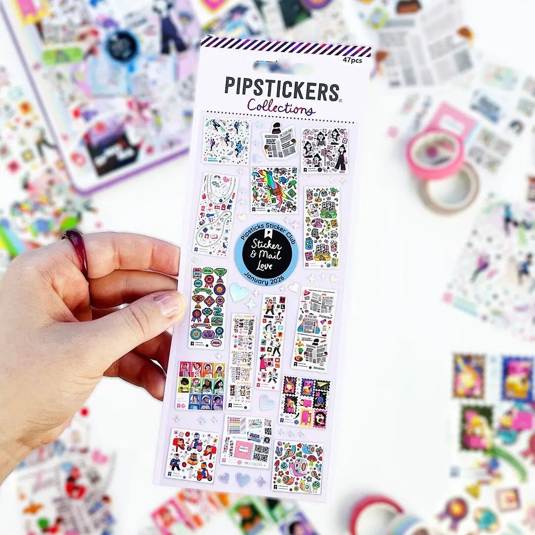 LIMITED EDITION COLLECTIBLE!

PipStickers are the PERFECT gift for the sticker lover in your life - even if it's you! These unique PVC designs with holographic silver foil accents come on a clear backing and cannot be found anywhere else.

Includes one 3" x 7" sheet of Pro Collections Vol 1: Sticker + Mail Love Pro PipStickers and includes the Pipsticks manifesto.