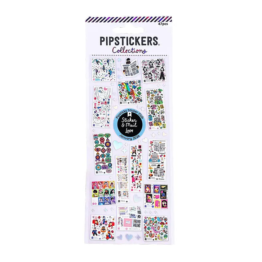 LIMITED EDITION COLLECTIBLE!

PipStickers are the PERFECT gift for the sticker lover in your life - even if it's you! These unique PVC designs with holographic silver foil accents come on a clear backing and cannot be found anywhere else.

Includes one 3" x 7" sheet of Pro Collections Vol 1: Sticker + Mail Love Pro PipStickers and includes the Pipsticks manifesto.