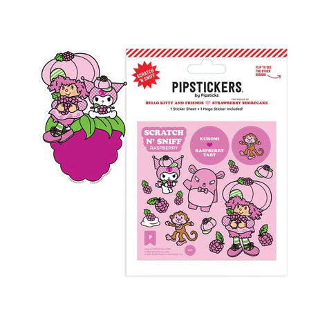 Sweet, scented, and seriously cute—this Raspberry Bushels Scratch 'n Sniff (2ct) Scratch ’n Sniff Raspberry sticker set is a little burst of berry goodness 🍓 Featuring Hello Kitty and her crew surrounded by playful raspberry details in a pink-and-green palette, each sticker smells like juicy raspberries (yes, really). Perfect for decorating notebooks, sealing snail mail, or adding a fun pop to your planner, this set includes a full sheet of scented stickers plus a bonus mini—because more stickers is always
