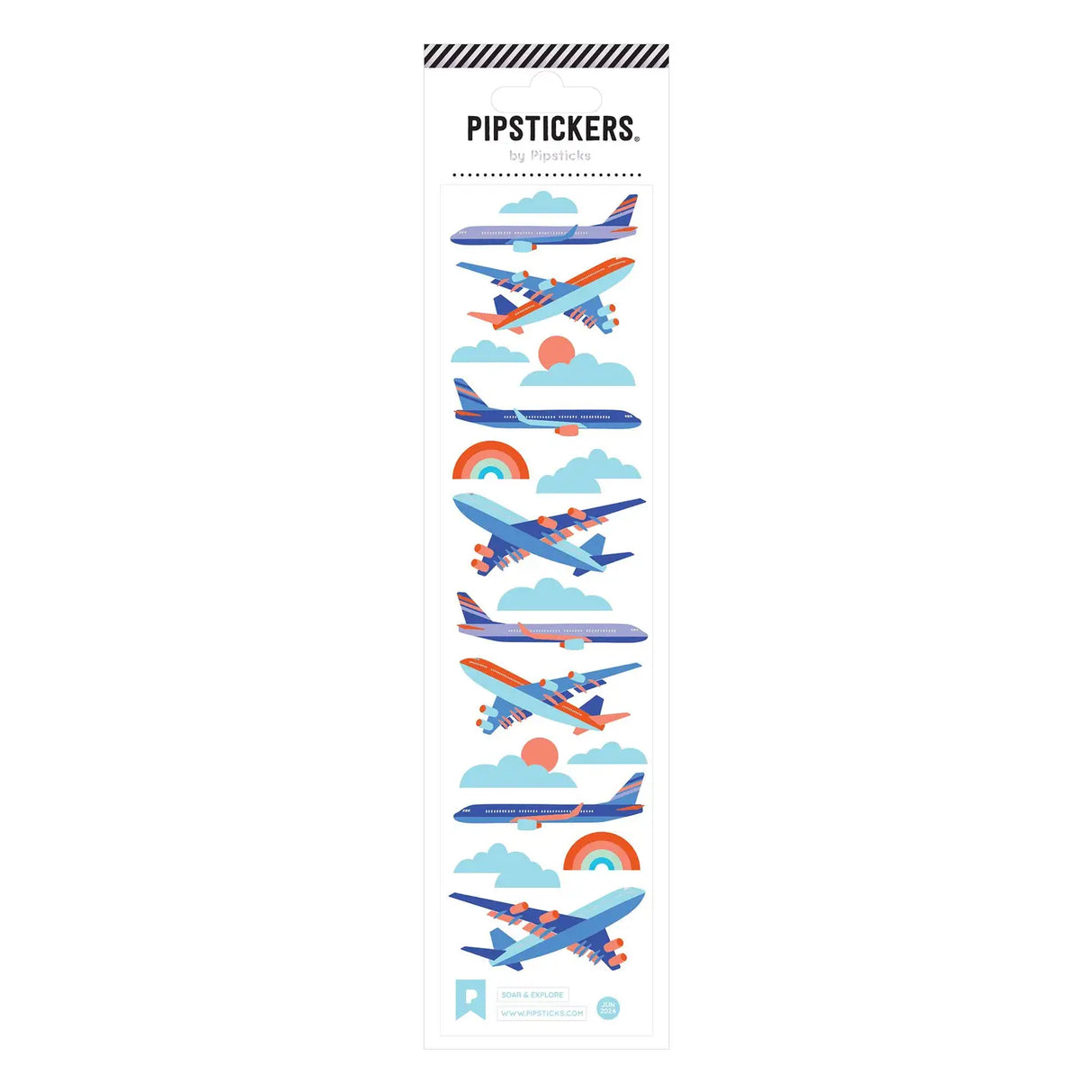 PipStickers are the PERFECT gift for the sticker lover in your life - even if it's you! These unique PVC designs with silver foil accents come on a clear backing and cannot be found anywhere else.

Includes one 2'' x 8'' sheet of Soar &amp; Explore PipStickers and includes the Pipsticks manifesto.