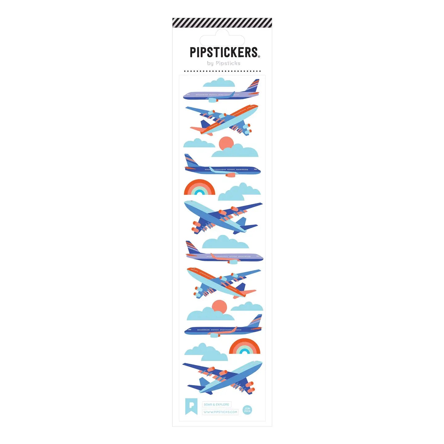 PipStickers are the PERFECT gift for the sticker lover in your life - even if it's you! These unique PVC designs with silver foil accents come on a clear backing and cannot be found anywhere else.

Includes one 2'' x 8'' sheet of Soar &amp; Explore PipStickers and includes the Pipsticks manifesto.