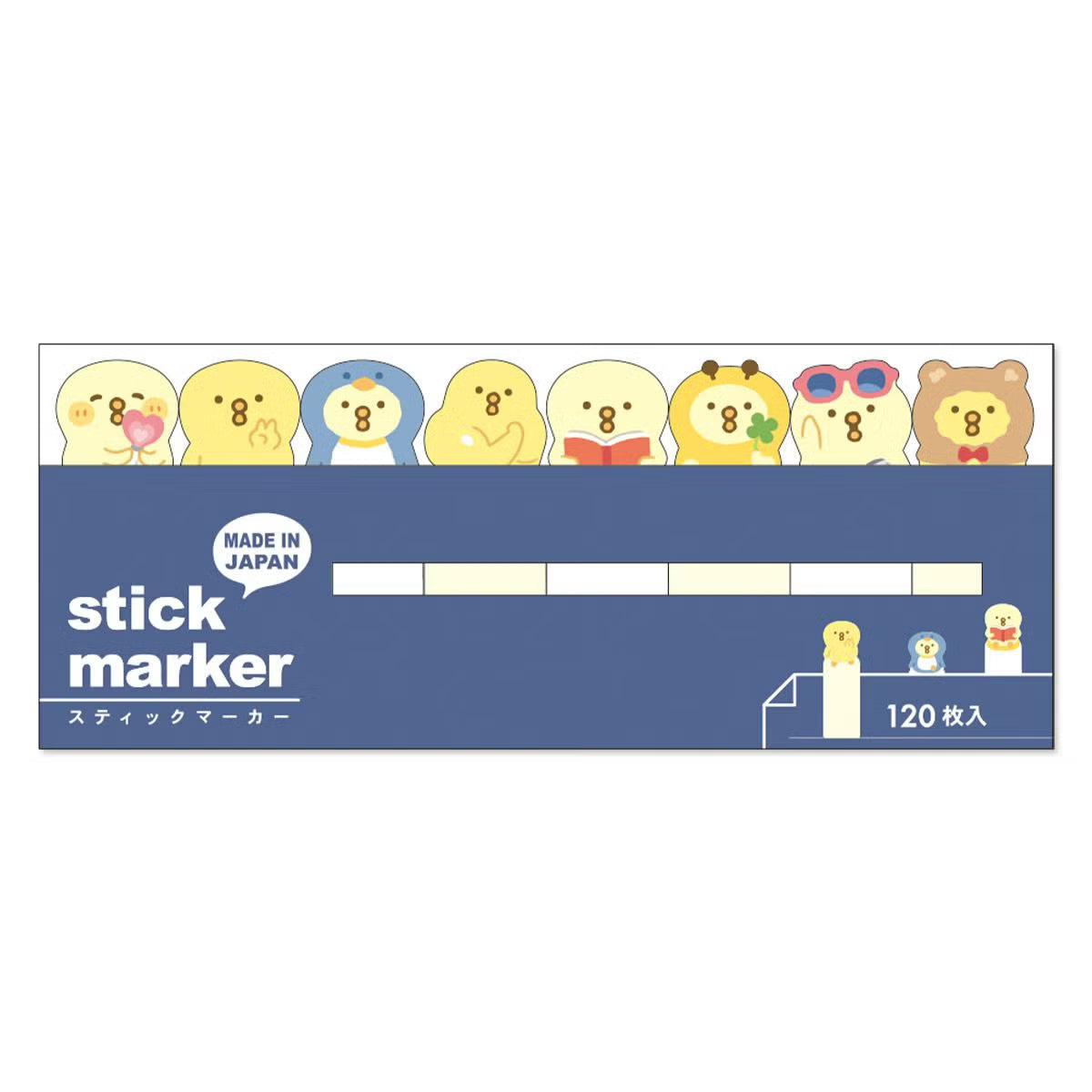 Piyokomame will color your notebooks and notebooks in a fun way!&nbsp;Because it comes in a hearty pack of 120 sheets, you can use it in a variety of situations such as work, lessons, and study.

120 total tabs
8 different designs
Made in Japan