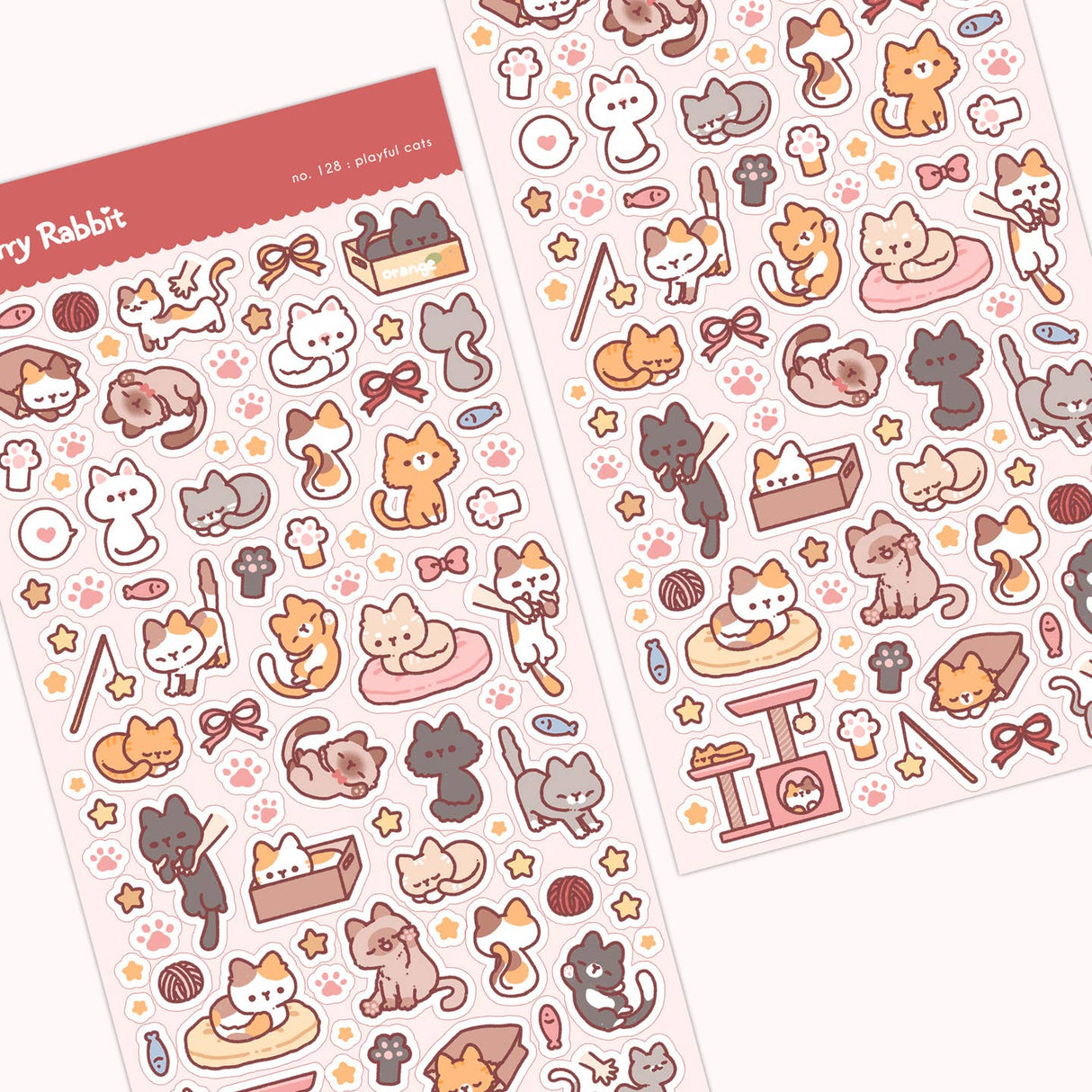 Cherry Rabbit Playful Cats Sticker Sheet