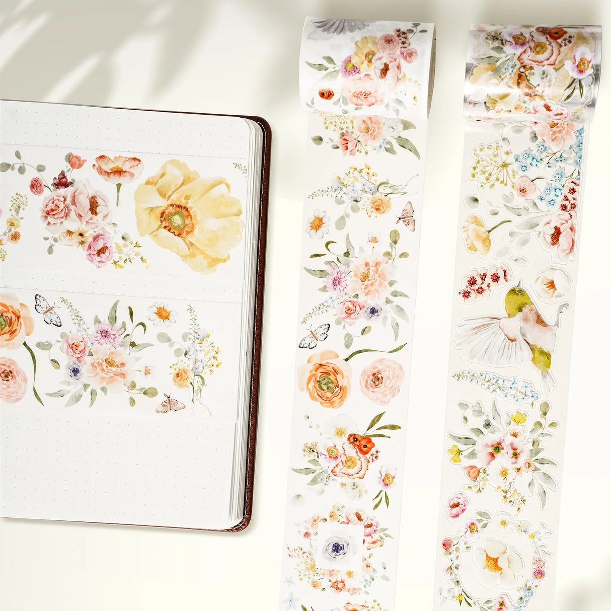 Say hello to warm days and even warmer vibes with our&nbsp;Pre-cut Floral Finch Wide PET Tape. Featuring soft orange florals and dainty finches, this tape is like golden hour wrapped on a roll. It’s pre-cut, so you can peel, stick, and get creative without the scissors scramble. Whether you’re journaling, planning, or decorating happy mail, this one’s got that sweet sunny magic your pages have been waiting for.

Brand: WT (&nbsp;The Washi Tape Shop)
Pre-cut PET Tape
Size: 60mm×5m
Design Loop: 100cm