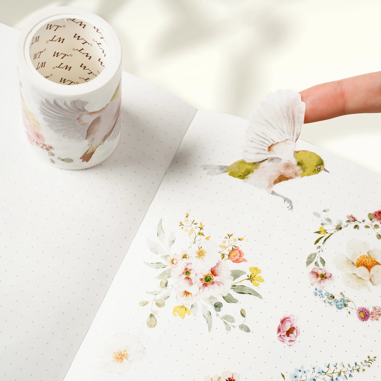 Say hello to warm days and even warmer vibes with our&nbsp;Pre-cut Floral Finch Wide PET Tape. Featuring soft orange florals and dainty finches, this tape is like golden hour wrapped on a roll. It’s pre-cut, so you can peel, stick, and get creative without the scissors scramble. Whether you’re journaling, planning, or decorating happy mail, this one’s got that sweet sunny magic your pages have been waiting for.

Brand: WT (&nbsp;The Washi Tape Shop)
Pre-cut PET Tape
Size: 60mm×5m
Design Loop: 100cm