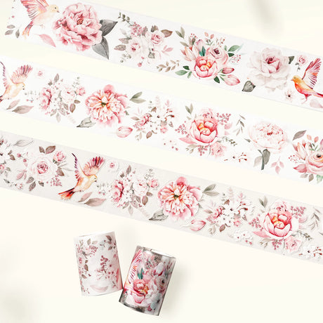 The pre-cut Pink Velvet Wide PET Tape&nbsp;brings a sophisticated flair to your journaling collection. Blending warm rose hues with timeless floral motifs, each pre-cut section delivers both grace and convenience. Whether you’re planning a wedding spread, a soft spring layout, or a curated correspondence—this tape brings elegance to every detail.

Brand: WT (&nbsp;The Washi Tape Shop)
Pre-cut PET Tape
Size: 60mm×5m
Design Loop: 100cm