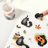 In collaboration with illustrator @better.call.liubka, we present a Halloween washi tape filled with the charm of black cats in motion. Every section tells a tiny story—cats leaping across pumpkins, sneaking through candles, or plotting playful tricks in the night. With bold lines and expressive details, this tape turns your journal into a stage for whimsical feline adventures.