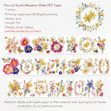 Step into the soft rustle of a summer meadow with the&nbsp;Pre-cut Sunlit Meadow Wide PET Tape. With every pre-cut piece, golden florals and sun-drenched grasslands come alive, bringing a touch of nature’s carefree rhythm to your creative pages. Like sunlight captured on paper, it’s a gentle invitation to pause, breathe, and create in full bloom.

Brand: WT (&nbsp;The Washi Tape Shop)
Pre-cut PET Tape
Size: 60mm×5m
Design Loop: 100cm
