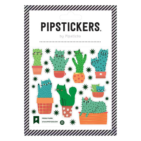 PipStickers are the PERFECT gift for the sticker lover in your life - even if it's you! These unique PVC designs with holograghic gold foil accents come on a clear backing and cannot be found anywhere else.Includes one 4'' x 4'' sheet of Prickly Purrs PipStickers and includes the Pipsticks manifesto.