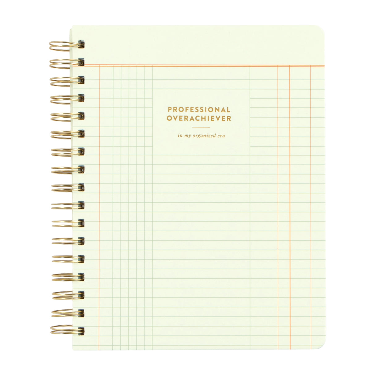 The Professional Overachiever Spiral Notebook is here for your color-coded lists, carefully planned goals, and every brilliant idea in between. With a vintage ledger-inspired cover, gold foil lettering, and 160 lined pages, this 7x9” notebook is your go-to for planning, journaling, or conquering your to-do list. The sturdy spiral binding and double-sided pocket keep everything organized—just how you like it. Perfect for students, teachers, planners, and anyone proudly in their “organized era.” Makes a thoug