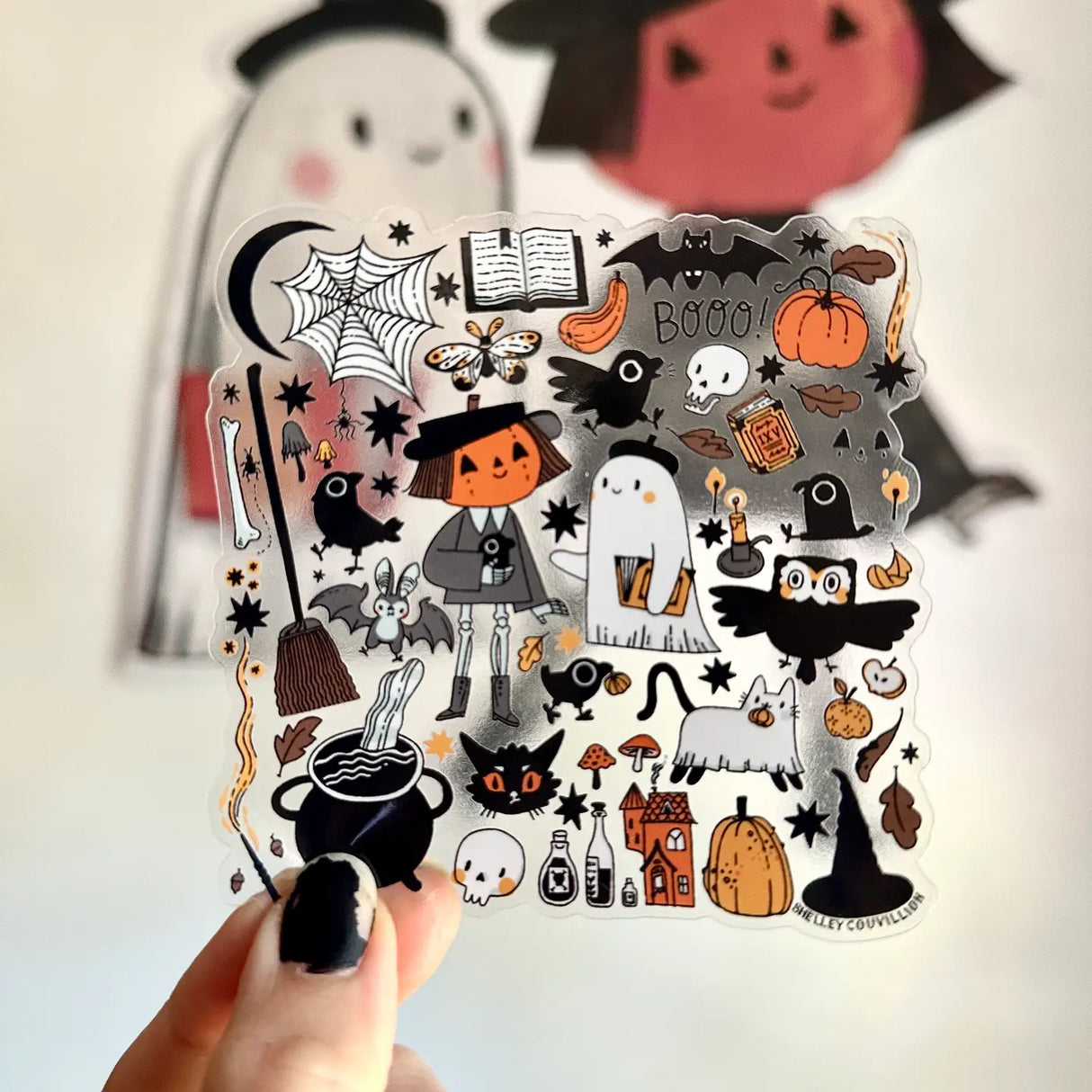 Have you met Pumpkin and Spice yet? They live in a little town called Cryptshire where they spend their days running their bakery and bookshop. They take long walks to the store and greet the cryptids in their town. It's not quite Halloween all year long but... basically. 😂🎃👻

This duo is quite popular, they also have a calendar coming soon and multiple sticker designs and prints! Stop by the shop to see more of them ;)

Vinyl and water resistant, looks great on water-bottles or notebooks or laptops.