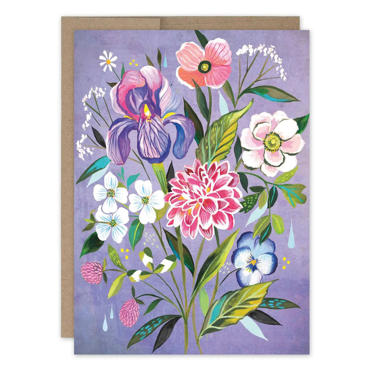 Purple Floral Blank Card

Inside of card is blank.

• Size: A6, 4.6" x 6.4"
• Illustrated by Katie Daisy
• Full-color inside
• Paired with a Brown Kraft envelope
• Printed in the USA on high-quality recycled post-consumer waste paper
• Pre-priced