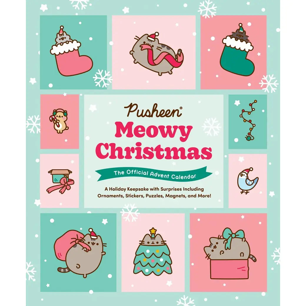 Your Christmas season just got a lot more “meowy” with this officially licensed, first-of-its-kind Pusheen advent calendar. With a Christmas surprise hiding in each of the 25 pockets, there is something here to make every Pusheen fan feel all the holiday joy.

25 Pockets of Surprises: Each window includes a new delight for each day, including 4 puffy stickers, 4 magnets, 4 ornaments, 4 mini greeting cards and envelopes, 4 pins, 2 mini puzzles (each with 20 pieces), 2 magnetic page clips, and 1 illustrated m
