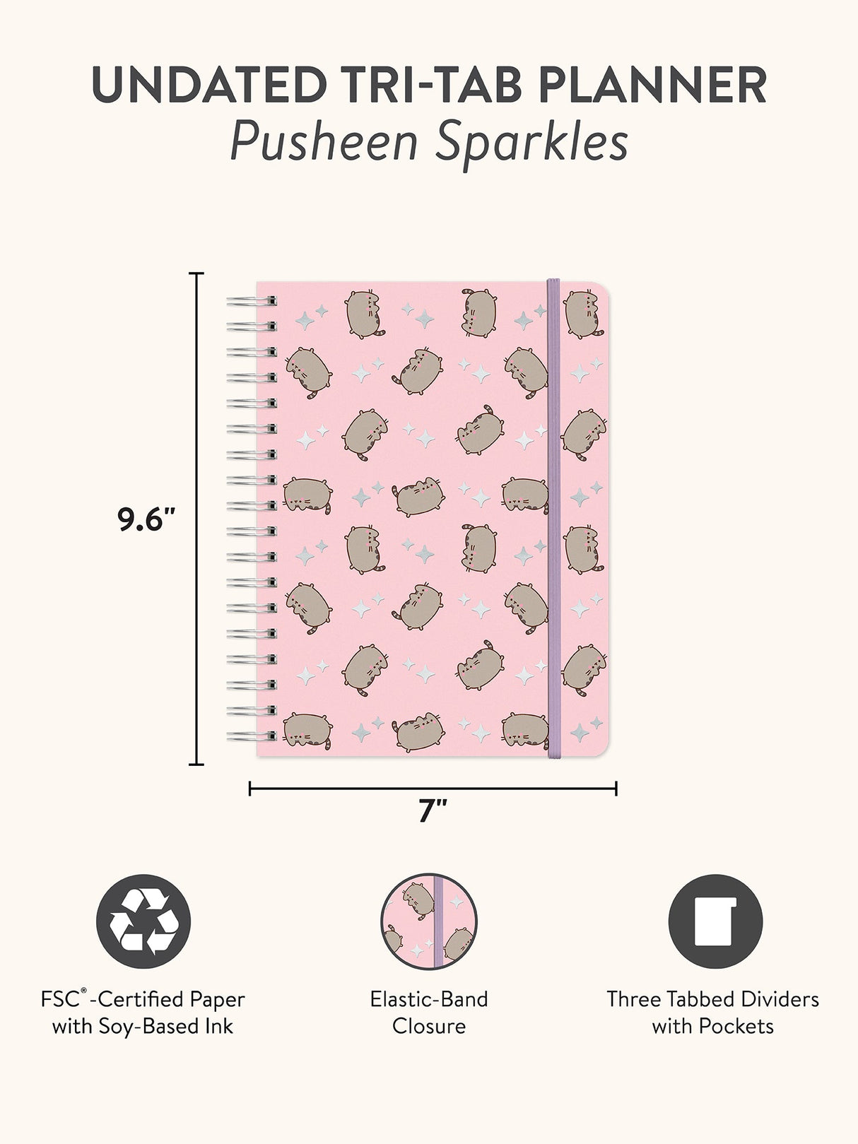 Pusheen Sparkles Undated Tri-Tab Planner
