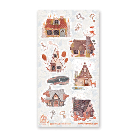 Everyone needs to rest and after a long day exploring nature, relax in one of these quaint cottages found in this sheet from @sarahhughesillustration to get the full fairytale experience.✨

Art by: @sarahhughesillustration

Top Coating: Textured

Adhesive Layer: Paper

Backing Layer: Clear PET

6.69" x 3.54"

1 sheet included