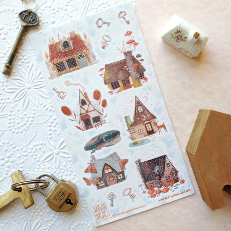 Everyone needs to rest and after a long day exploring nature, relax in one of these quaint cottages found in this sheet from @sarahhughesillustration to get the full fairytale experience.✨

Art by: @sarahhughesillustration

Top Coating: Textured

Adhesive Layer: Paper

Backing Layer: Clear PET

6.69" x 3.54"

1 sheet included