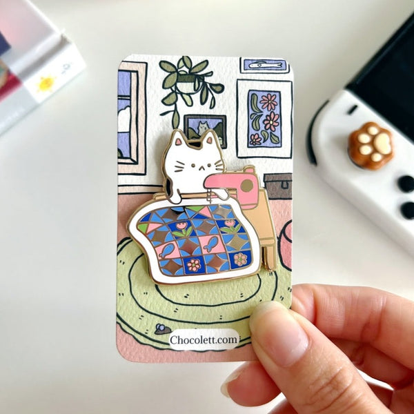 Quilting Cat Enamel Pin