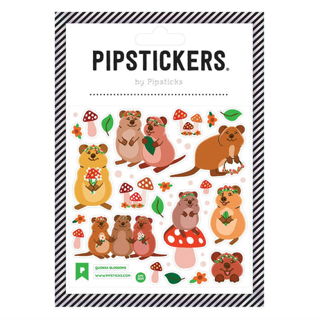 PipStickers are the PERFECT gift for the sticker lover in your life - even if it's you! These unique PVC designs with holograghic gold foil accents come on a clear backing and cannot be found anywhere else.Includes one 2'' x 8'' sheet of Quokka Blossoms PipStickers and includes the Pipsticks manifesto.