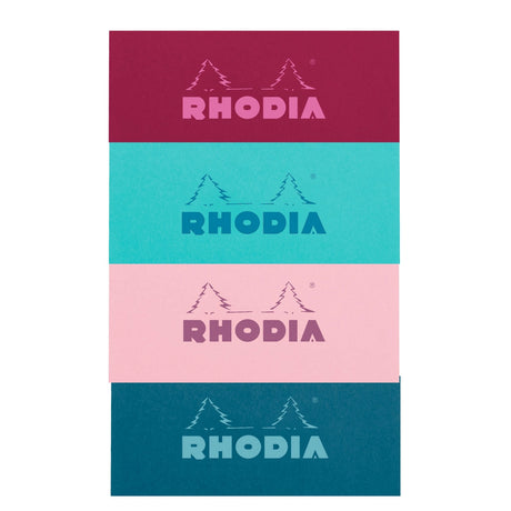 Rhodia's iconic staple-bound pad, now available in four distinct new colors: Azure, Powder Pink, Peacock, and Plum. Made in France

Size: 5.75 x 8.25"&nbsp;

80gsm ultra white paper, graph grid
Fountain pen and marker friendly
80 microperforated sheets
Cardboard underside provides a firm writing surface

Includes 1 Notepad. Cover color is selected at random.