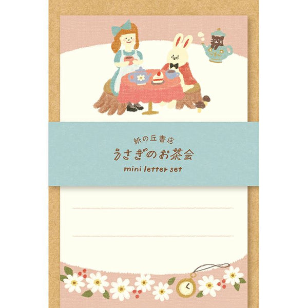Furukawashiko Paper Hill Bookstore Mini Letter Set Rabbit Tea Party
