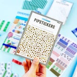 Mini stickers in the most DREAMY rose gold foil adorn this PipSticker sheet. With more than 350 tiny stickers you can add a little (or a lot!) of sparkle magic on everything you touch! Perfect for journaling, crafting, and adding some shimmery touches to all your mail and projects! 

Includes one 4" x 4" sheet of Radiant Rose Gold PipStickers with 390 individual stickers. 