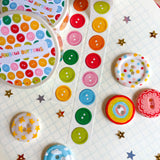 Add some color to your journal and crafts with this cute button themed washi tape designed by Veronica!

Perfect for crafts, journaling, snail mail, and more.

Size: 15mm x 10m