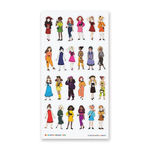 Rainbow Outfits Sticker Sheet