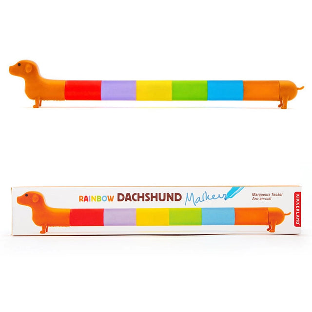Rainbow Dachshund Markers

Unleash your creativity with this delightful set of six stackable markers, cleverly designed to form a dachshund when assembled. Each vibrant marker represents a segment of the dachshund's body, complete with a charming head and tail.

Perfect for art projects, note-taking, or adding a splash of color to your day.