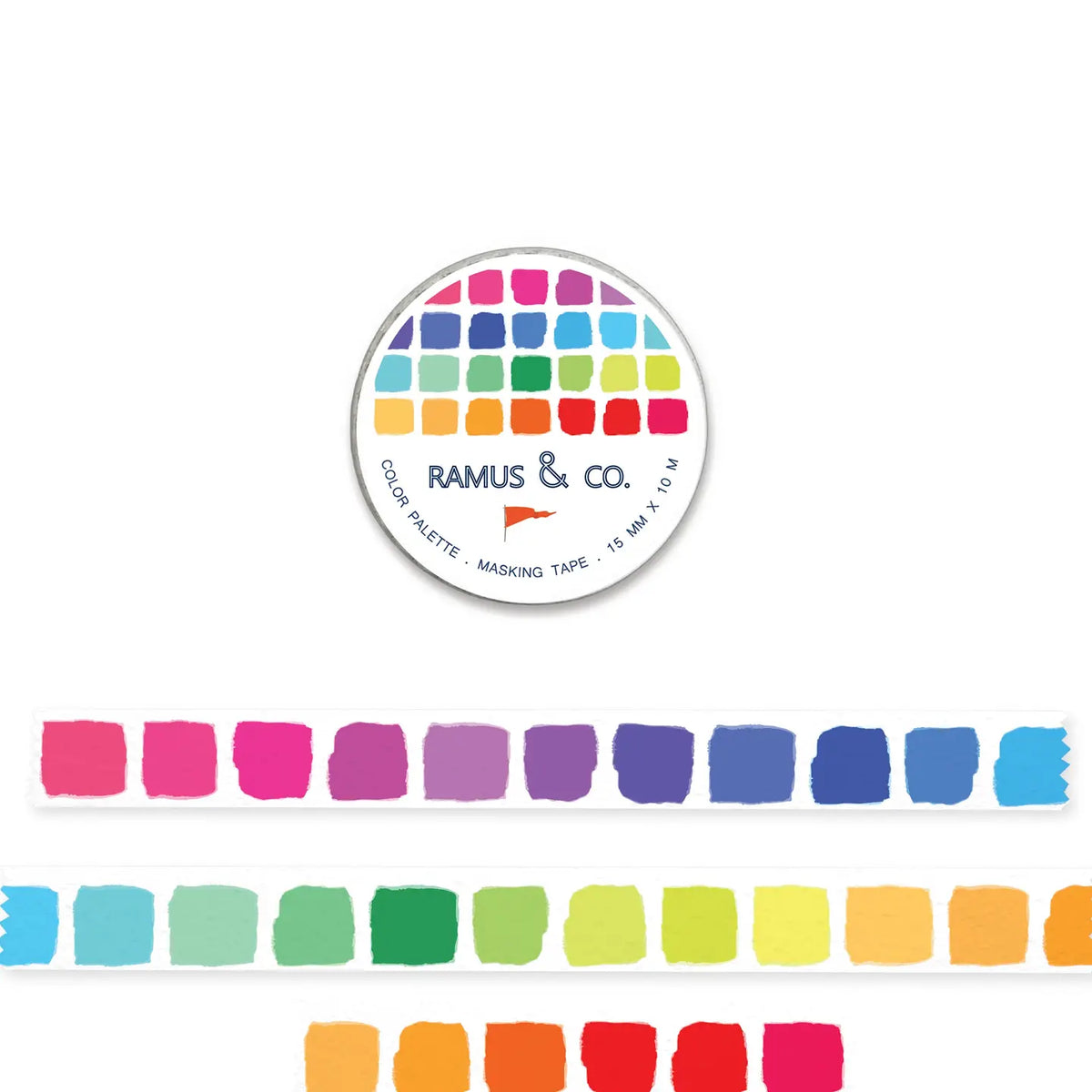 Ramus &amp; Co. - Color Palette Washi Tape

10 meters of lovable masking tape. A fashionable embellishment for projects, planners, notebooks, notecards, greeting cards, envelopes and invitations. Ramus &amp; Co. masking tape is safe to use on walls, tables, refrigerators, doors and windows. Irresistible designs that will find their way onto everything. Perfect for crafting and gifting!

15mm x 10m
Adhesive tape roll,
Shrink wrapped with unique label
Designed in USA, imported.

By Ramus &amp; Co.