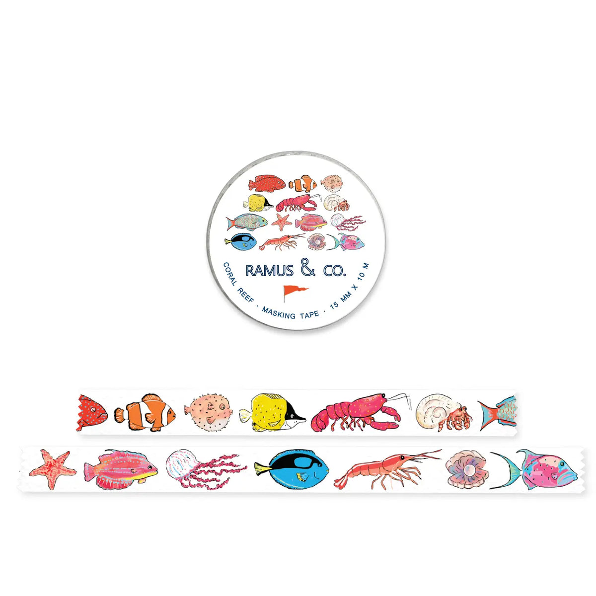 Ramus &amp; Co. - Coral Reef Washi Tape

10 meters of lovable masking tape. A fashionable embellishment for projects, planners, notebooks, notecards, greeting cards, envelopes and invitations. Ramus &amp; Co. masking tape is safe to use on walls, tables, refrigerators, doors and windows. Irresistible designs that will find their way onto everything. Perfect for crafting and gifting!

15mm x 10m
Adhesive tape roll,
Shrink wrapped with unique label
Designed in USA, imported.

By Ramus &amp; Co.