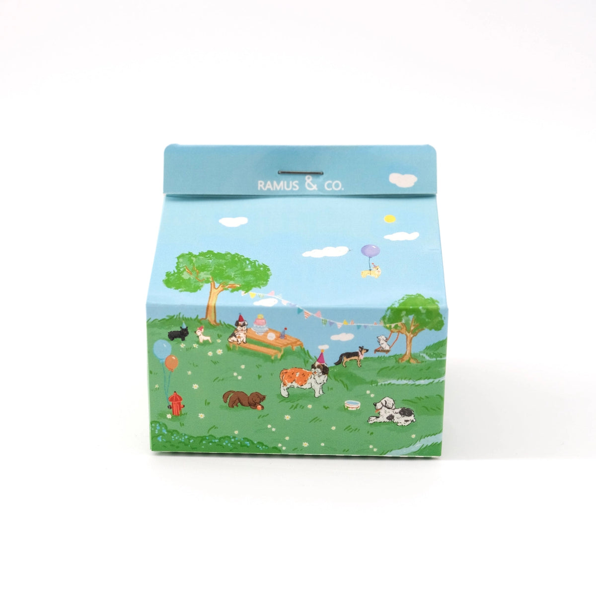 Ramus &amp; Co. - Doggy Days Note Carton

Fresh notes, served daily! This Ramus &amp; Co. mini carton comes filled with 200 handy 3×3 inch paper notes (in four different designs!), perfect for quick lists, messages, and bright ideas.

Simply remove the perforated door on the front for quick access whenever inspiration strikes. Equal parts practical and gift-able, it’s a cheerful addition to any desk, kitchen counter, or workspace!

4 x 4 inch note carton holder
(200) 3 x 3 inch paper notes
4 unique note des