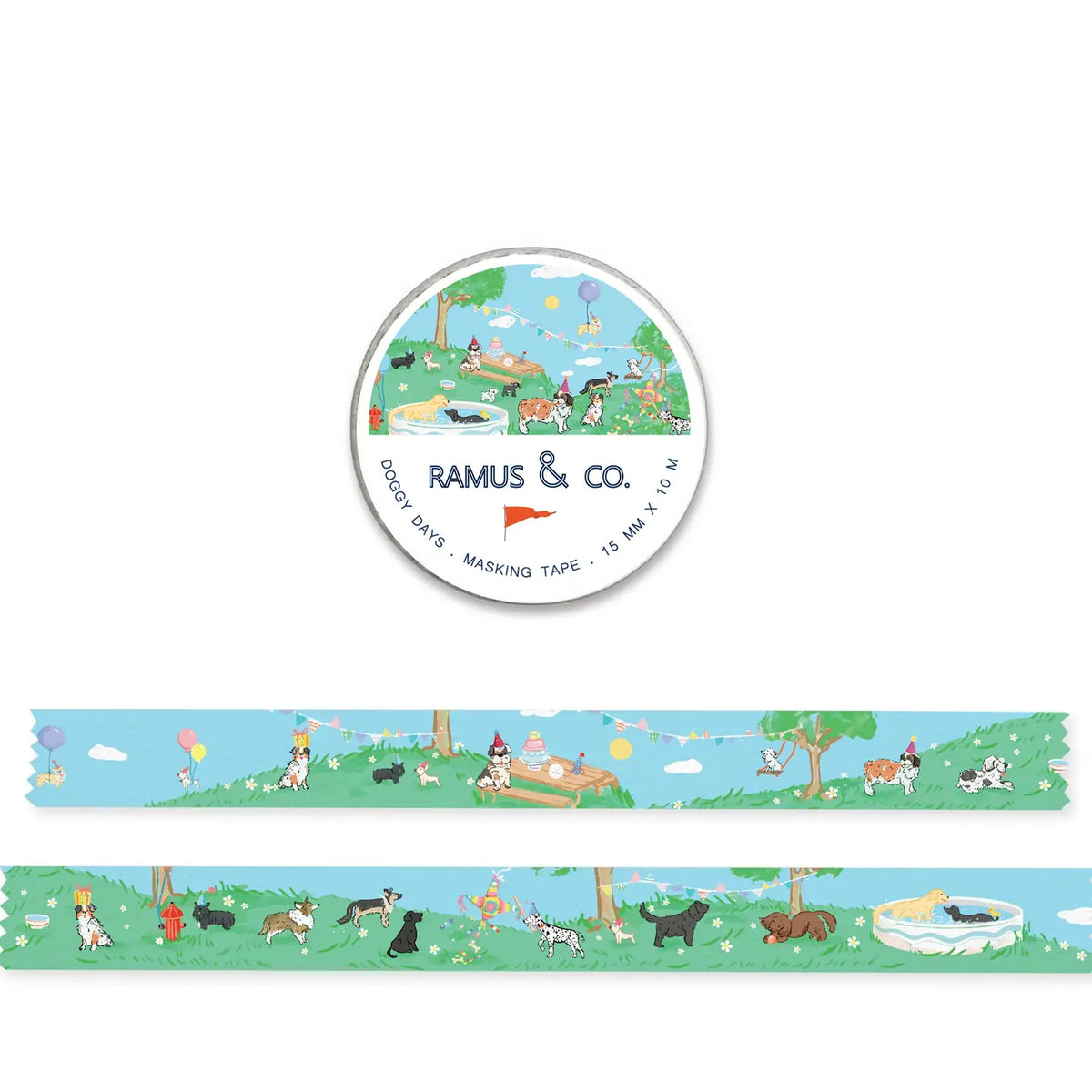 10 meters of lovable masking tape. A fashionable embellishment for projects, planners, notebooks, notecards, greeting cards, envelopes and invitations. Ramus &amp; Co. masking tape is safe to use on walls, tables, refrigerators, doors and windows. Irresistible designs that will find their way onto everything. Perfect for crafting and gifting!

15mm x 10m
Adhesive tape roll,
Shrink wrapped with unique label
Designed in USA, imported.

By Ramus &amp; Co.