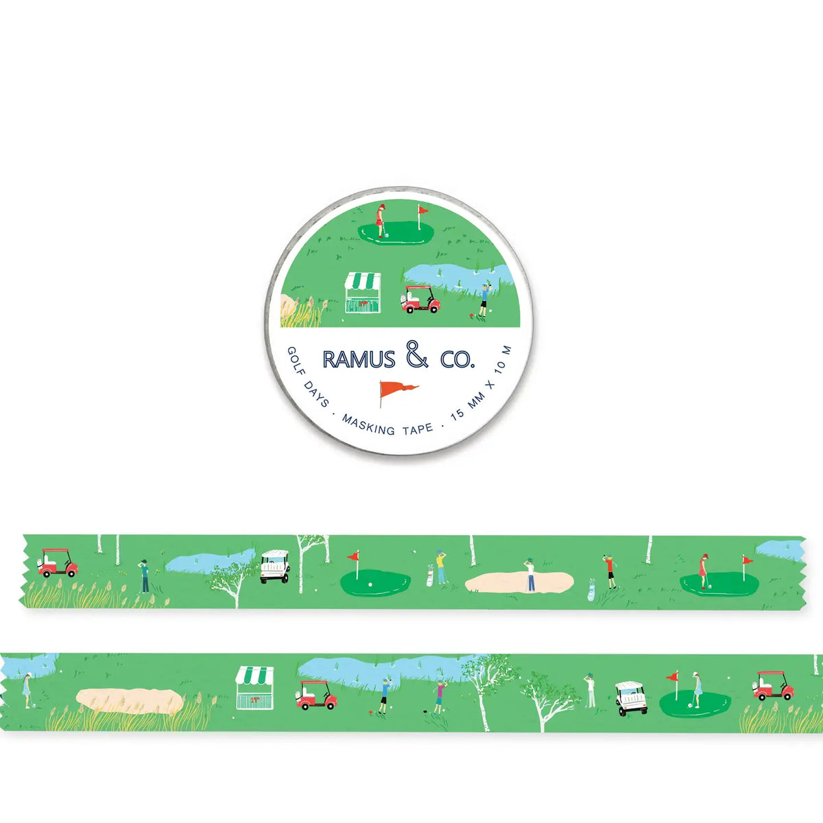 Ramus &amp; Co. - Golf Days Washi Tape

10 meters of lovable masking tape. A fashionable embellishment for projects, planners, notebooks, notecards, greeting cards, envelopes and invitations. Ramus &amp; Co. masking tape is safe to use on walls, tables, refrigerators, doors and windows. Irresistible designs that will find their way onto everything. Perfect for crafting and gifting!

15mm x 10m
Adhesive tape roll,
Shrink wrapped with unique label
Designed in USA, imported.

By Ramus &amp; Co.