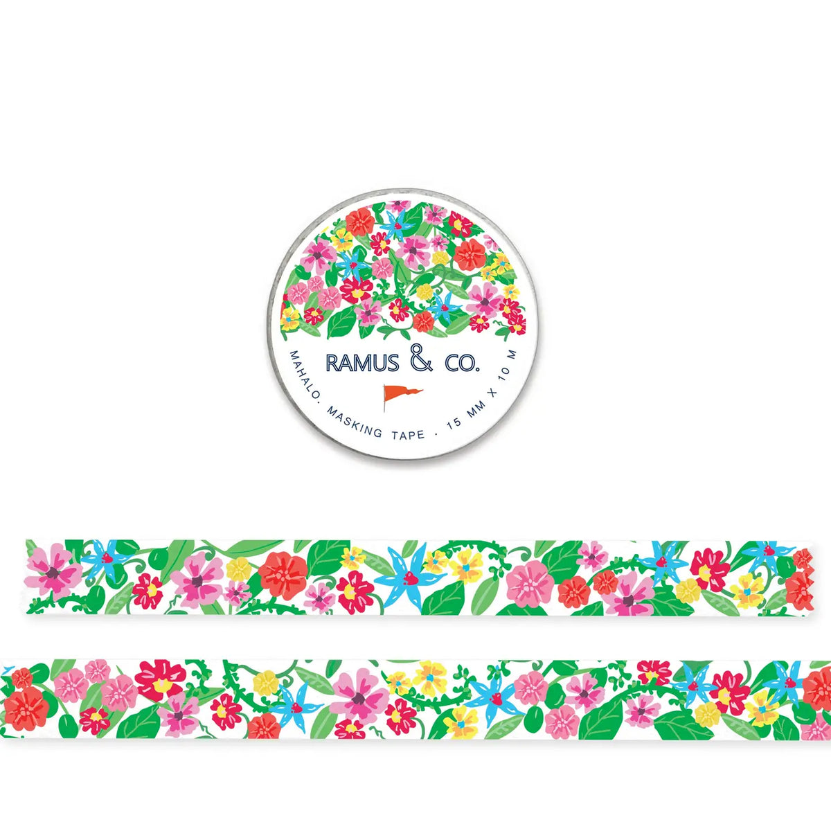 10 meters of lovable masking tape. A fashionable embellishment for projects, planners, notebooks, notecards, greeting cards, envelopes and invitations. Ramus &amp; Co. masking tape is safe to use on walls, tables, refrigerators, doors and windows. Irresistible designs that will find their way onto everything. Perfect for crafting and gifting!

15mm x 10m
Adhesive tape roll,
Shrink wrapped with unique label
Designed in USA, imported.

By Ramus &amp; Co.