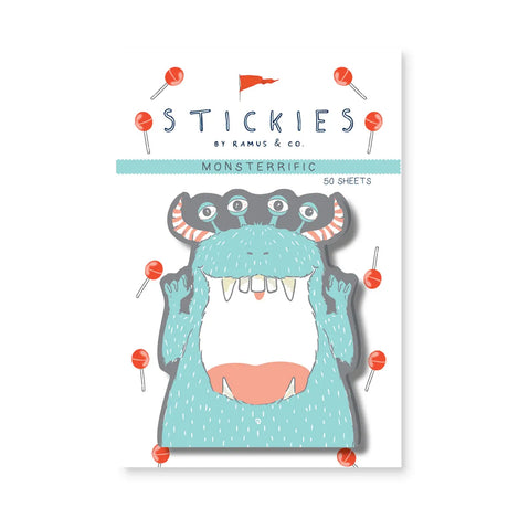 Ramus &amp; Co. - Monsterrific Sticky Notes

Brighten up your everyday life with Ramus &amp; Co. Stickies!

These 3 x 3.85 sticky notes are great for capturing fleeting thoughts and jotting down long confirmation numbers.

Stylish, functional and guaranteed to make you smile.

A fun gift and a personal stationery must!

3" x 3.85” Sticky Notes
Die Cut Shapes
50 Sheets
4.5” x 6” Backing Card

Imported

By Ramus &amp; Co.