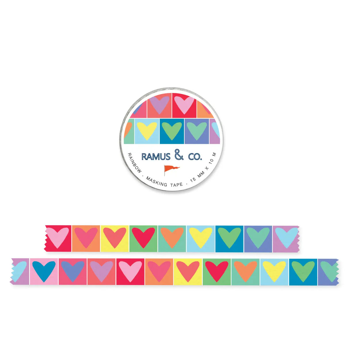 10 meters of lovable masking tape. A fashionable embellishment for projects, planners, notebooks, notecards, greeting cards, envelopes and invitations. Ramus &amp; Co. masking tape is safe to use on walls, tables, refrigerators, doors and windows. Irresistible designs that will find their way onto everything. Perfect for crafting and gifting!

15mm x 10m
Adhesive tape roll,
Shrink wrapped with unique label
Designed in USA, imported.

By Ramus &amp; Co.
