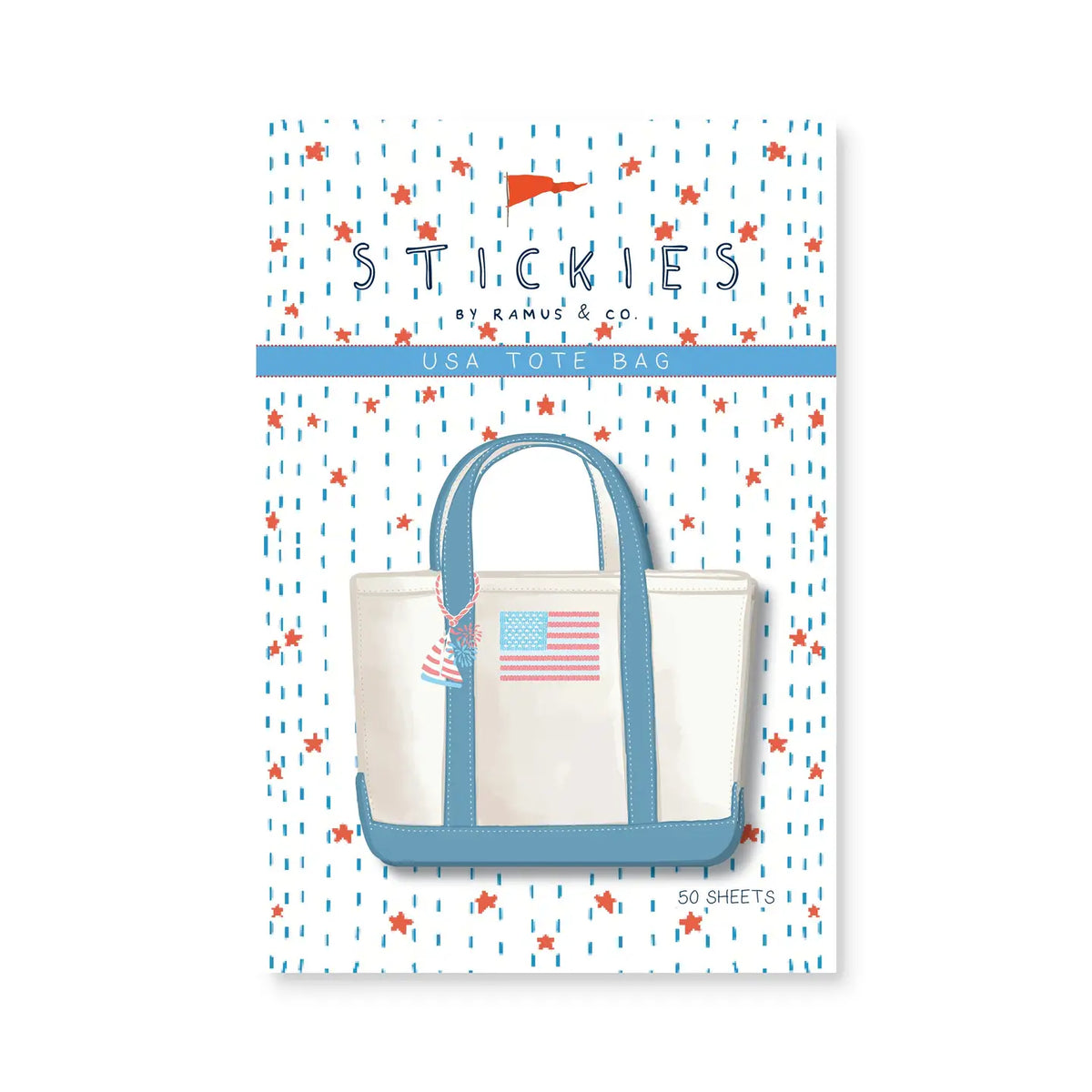 Ramus &amp; Co. - USA Tote Bag Sticky Notes

Brighten up your everyday life with Ramus &amp; Co. Stickies!

These 3 x 3.85 sticky notes are great for capturing fleeting thoughts and jotting down long confirmation numbers.

Stylish, functional and guaranteed to make you smile.

A fun gift and a personal stationery must!

3" x 3.85” Sticky Notes
Die Cut Shapes
50 Sheets
4.5” x 6” Backing Card

Imported

By Ramus &amp; Co.