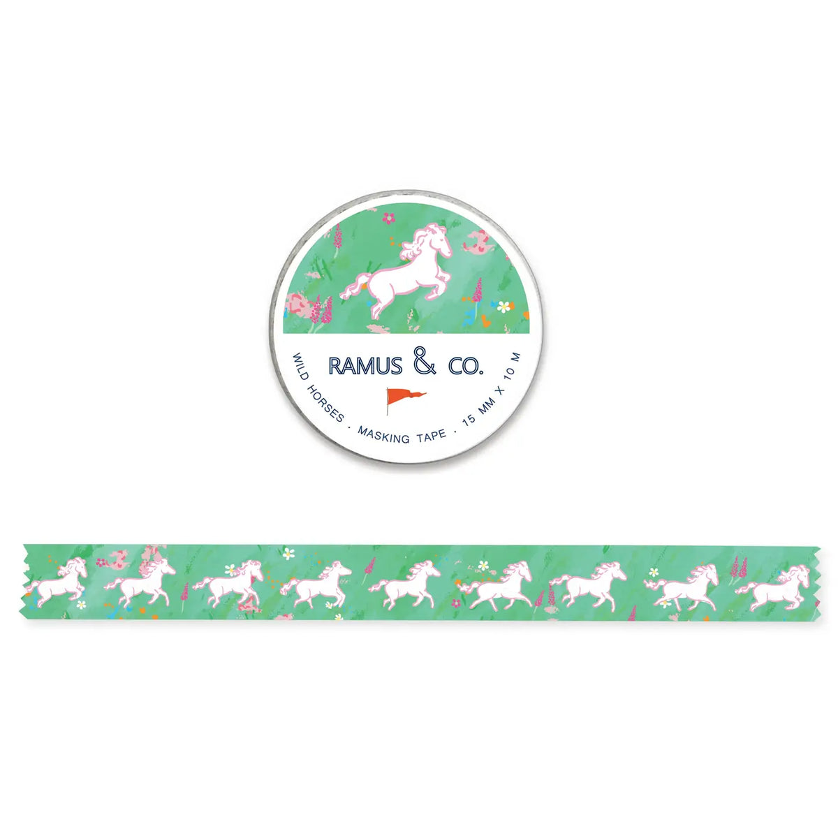Ramus &amp; Co. - Wild Horses Washi Tape

10 meters of lovable masking tape. A fashionable embellishment for projects, planners, notebooks, notecards, greeting cards, envelopes and invitations. Ramus &amp; Co. masking tape is safe to use on walls, tables, refrigerators, doors and windows. Irresistible designs that will find their way onto everything. Perfect for crafting and gifting!

15mm x 10m
Adhesive tape roll,
Shrink wrapped with unique label
Designed in USA, imported.

By Ramus &amp; Co.