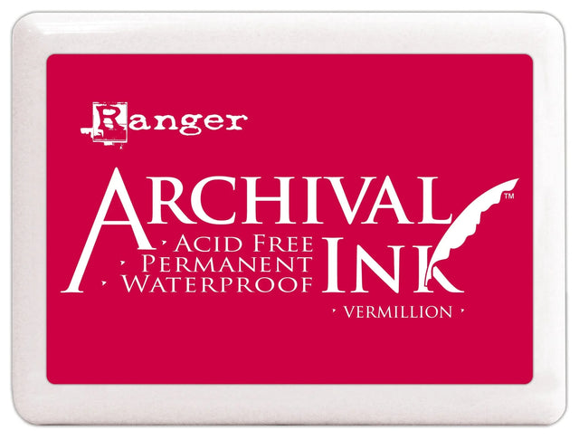 Ranger Archival Ink Jumbo InkPad - Vermillion

Archival Inks™ provide long-lasting stamping results that are permanent on many surfaces. Get a crisp image that doesn't bleed over water-based inks and markers, acrylic paint, watercolors, Tim Holtz® Alcohol Ink and more.