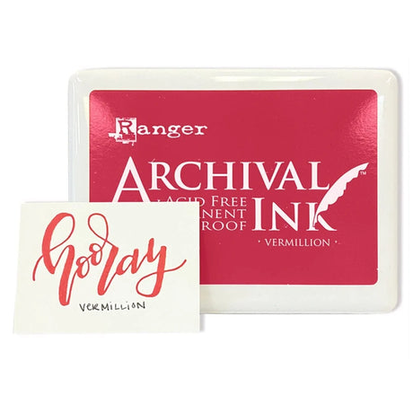 Ranger Archival Ink Jumbo InkPad - Vermillion

Archival Inks™ provide long-lasting stamping results that are permanent on many surfaces. Get a crisp image that doesn't bleed over water-based inks and markers, acrylic paint, watercolors, Tim Holtz® Alcohol Ink and more.
