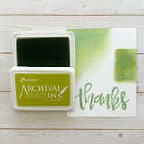 Ranger Archival Ink Pad - Avocado Toast

Archival Inks™ provide lasting stamping results that are permanent on many surfaces. Get a crisp image that doesn't bleed over water-based inks, markers, acrylic paint, watercolors, and more. Pads can be easily re-inked with the coordinating Archival Ink Re-Inker.