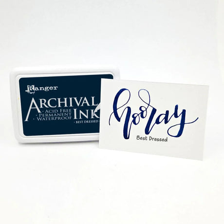 Ranger Archival Ink Pad - Best Dressed

Archival Inks™ provide lasting stamping results that are permanent on many surfaces. Get a crisp image that doesn't bleed over water-based inks, markers, acrylic paint, watercolors, and more. Pads can be easily re-inked with the coordinating Archival Ink Re-Inker.