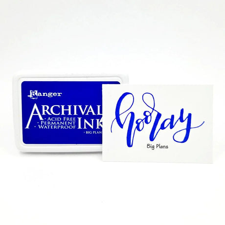 Ranger Archival Ink Pad - Big Plans

Archival Inks™ provide lasting stamping results that are permanent on many surfaces. Get a crisp image that doesn't bleed over water-based inks, markers, acrylic paint, watercolors, and more. Pads can be easily re-inked with the coordinating Archival Ink Re-Inker.