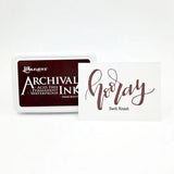 Ranger Archival Ink Pad - Dark Roast

Archival Inks™ provide lasting stamping results that are permanent on many surfaces. Get a crisp image that doesn't bleed over water-based inks, markers, acrylic paint, watercolors, and more. Pads can be easily re-inked with the coordinating Archival Ink Re-Inker.