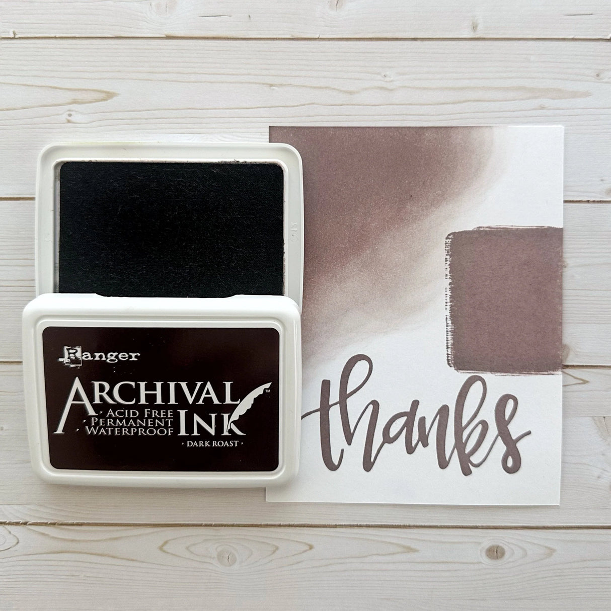 Ranger Archival Ink Pad - Dark Roast

Archival Inks™ provide lasting stamping results that are permanent on many surfaces. Get a crisp image that doesn't bleed over water-based inks, markers, acrylic paint, watercolors, and more. Pads can be easily re-inked with the coordinating Archival Ink Re-Inker.