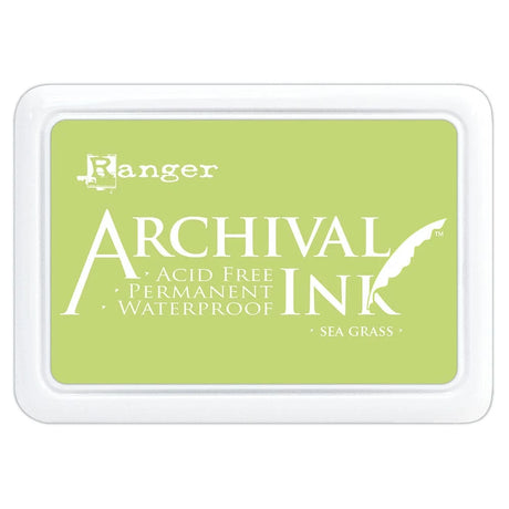 Ranger Archival Ink Pad - Sea Grass

Archival Inks™ provide lasting stamping results that are permanent on many surfaces. Get a crisp image that doesn't bleed over water-based inks, markers, acrylic paint, watercolors, and more. Pads can be easily re-inked with the coordinating Archival Ink Re-Inker.