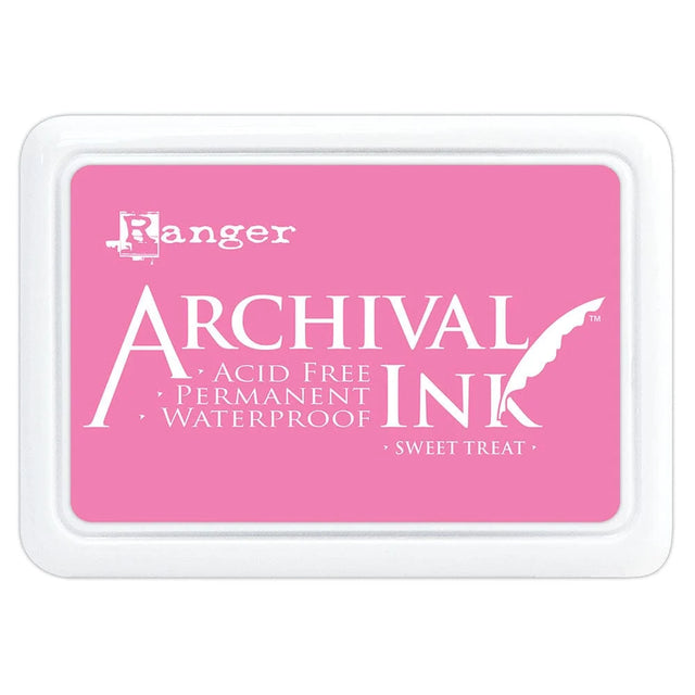Ranger Archival Ink Pad - Sweet Treat

Archival Inks™ provide lasting stamping results that are permanent on many surfaces. Get a crisp image that doesn't bleed over water-based inks, markers, acrylic paint, watercolors, and more. Pads can be easily re-inked with the coordinating Archival Ink Re-Inker.