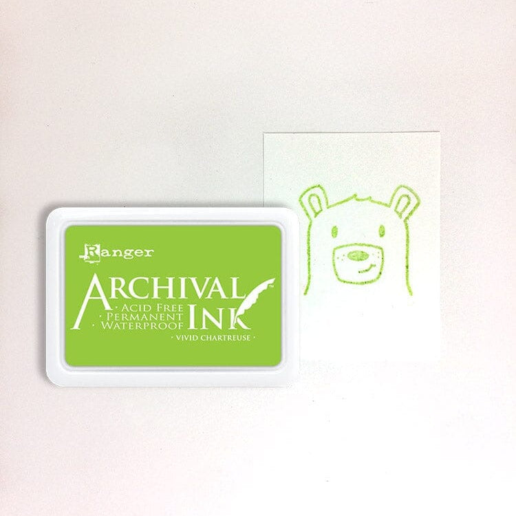 Ranger Archival Ink Pad - Vivid Chartreuse

Archival Inks™ provide lasting stamping results that are permanent on many surfaces. Get a crisp image that doesn't bleed over water-based inks, markers, acrylic paint, watercolors, and more. Pads can be easily re-inked with the coordinating Archival Ink Re-Inker.